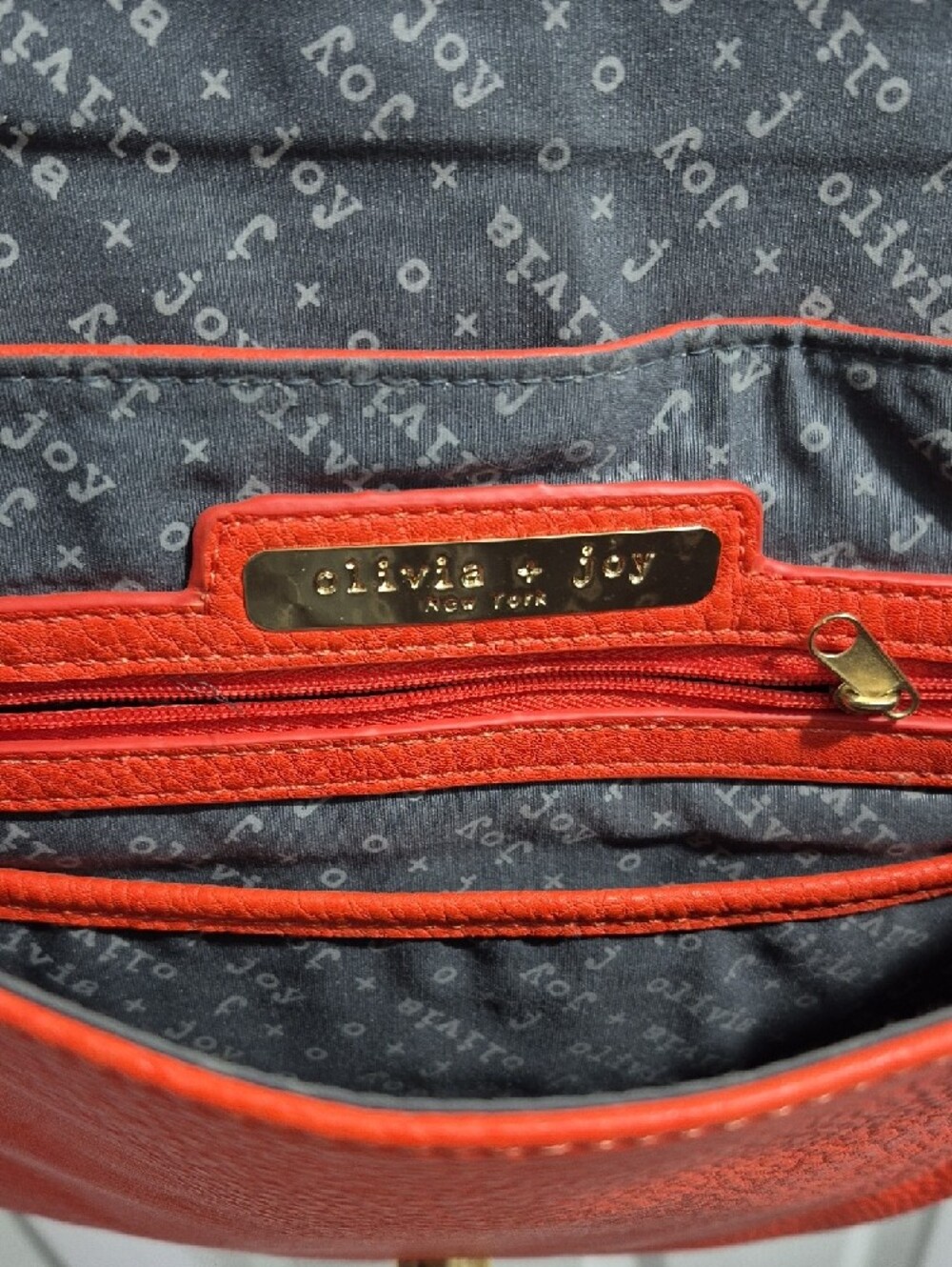 Olivia + Joy Bright Orange Chain-Handle Shoulder Bag - Picture 3 of 7